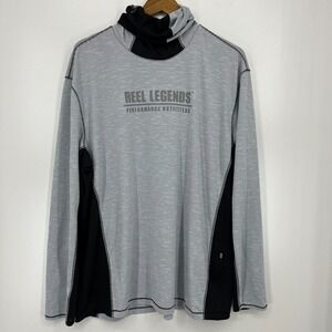 Reel Legends Active Sweatshirt Men's XL Gray Fishing Turtle Neck Logo Pullover